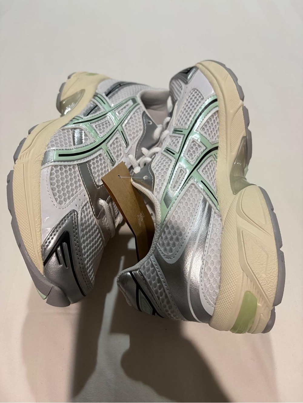 Asics White, Mint & Silver Performance Running Shoes - Picture 2 of 4